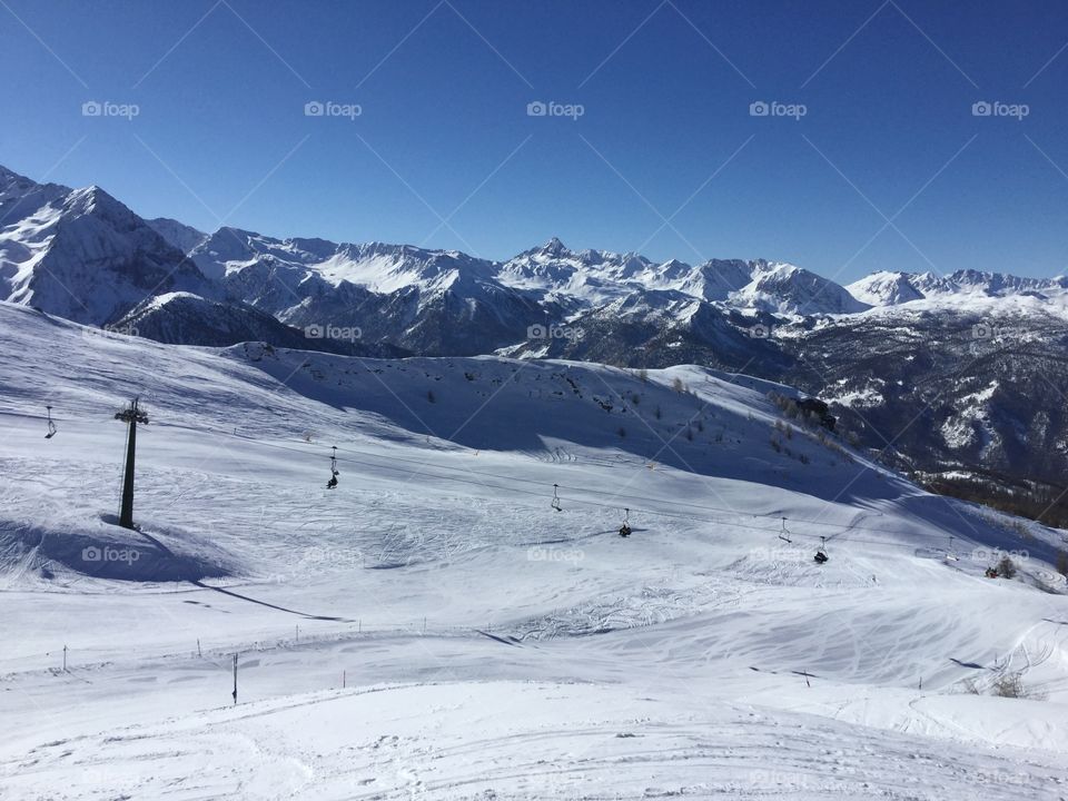 Skiing in the Italian alps
