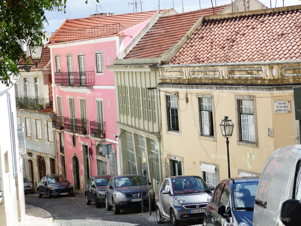 Street in Lisbon. Colourful old street in Lisbon