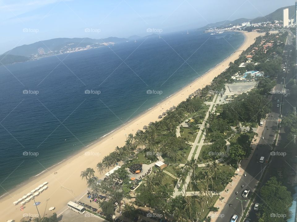 Look down from hotel. This is Nha Trang beach through the view from above