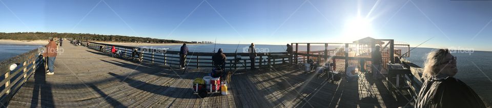 Fishing off a pier