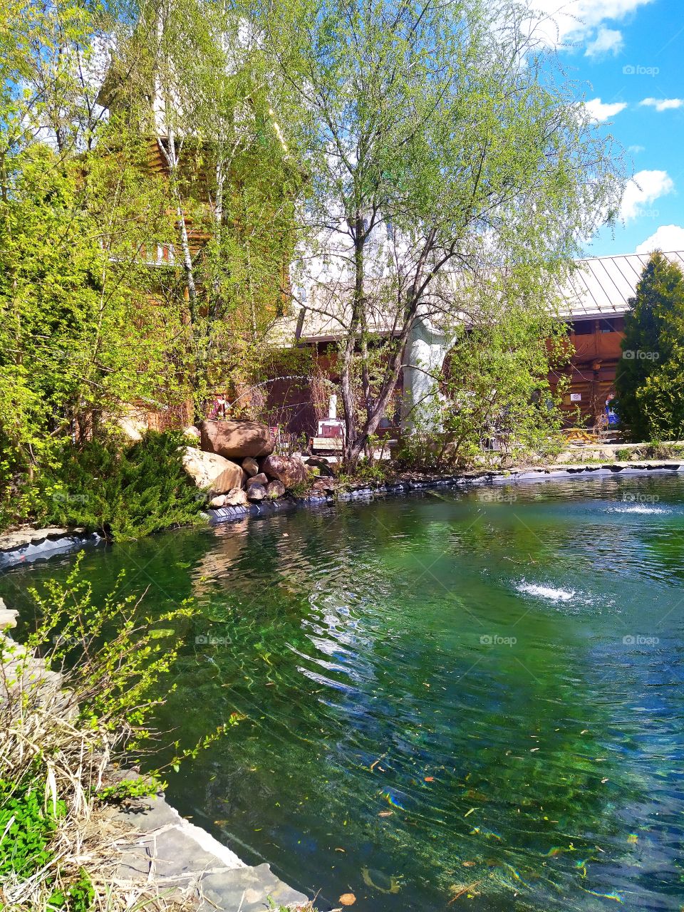 Pond with a fountain in the courtyard of the Izmailovsky vernissage