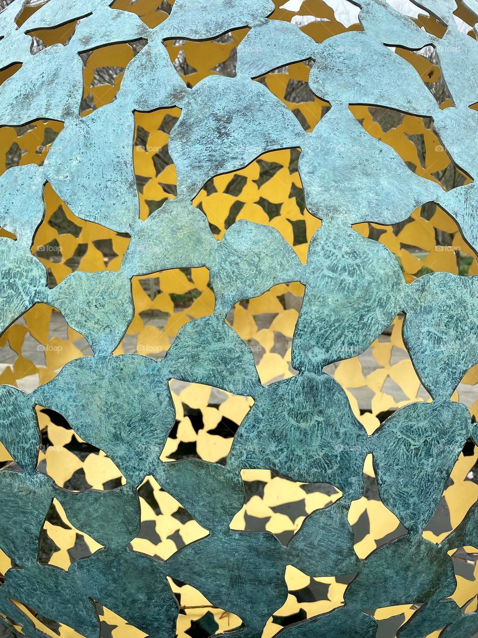 Close up of a metal sculpture 