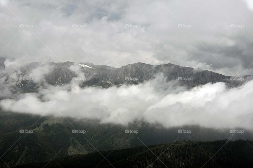 Mountain, Fog, Snow, Landscape, Nature