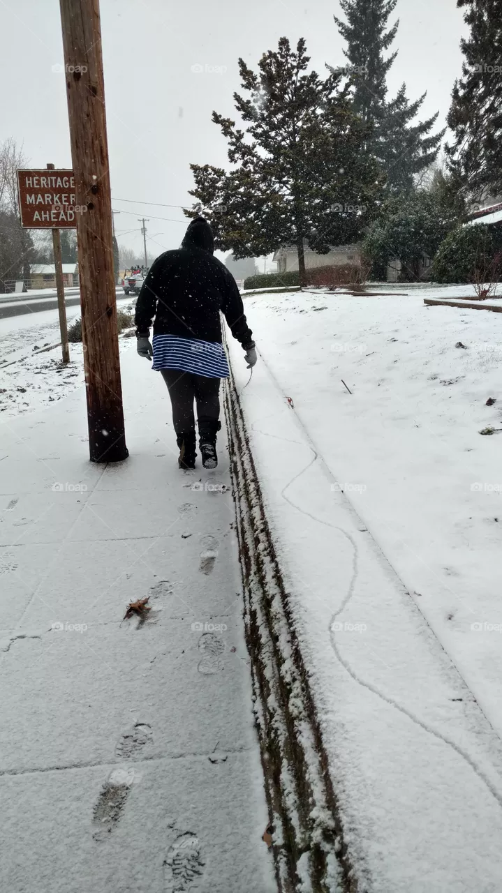 Winter, Snow, Street, People, Road