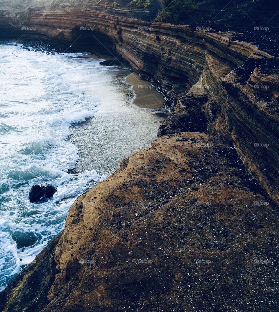 Black sand beach in France