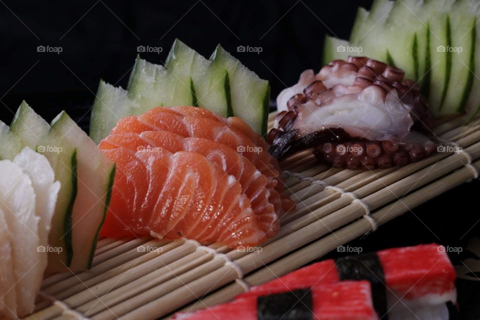 Sushi with salmon and octopus