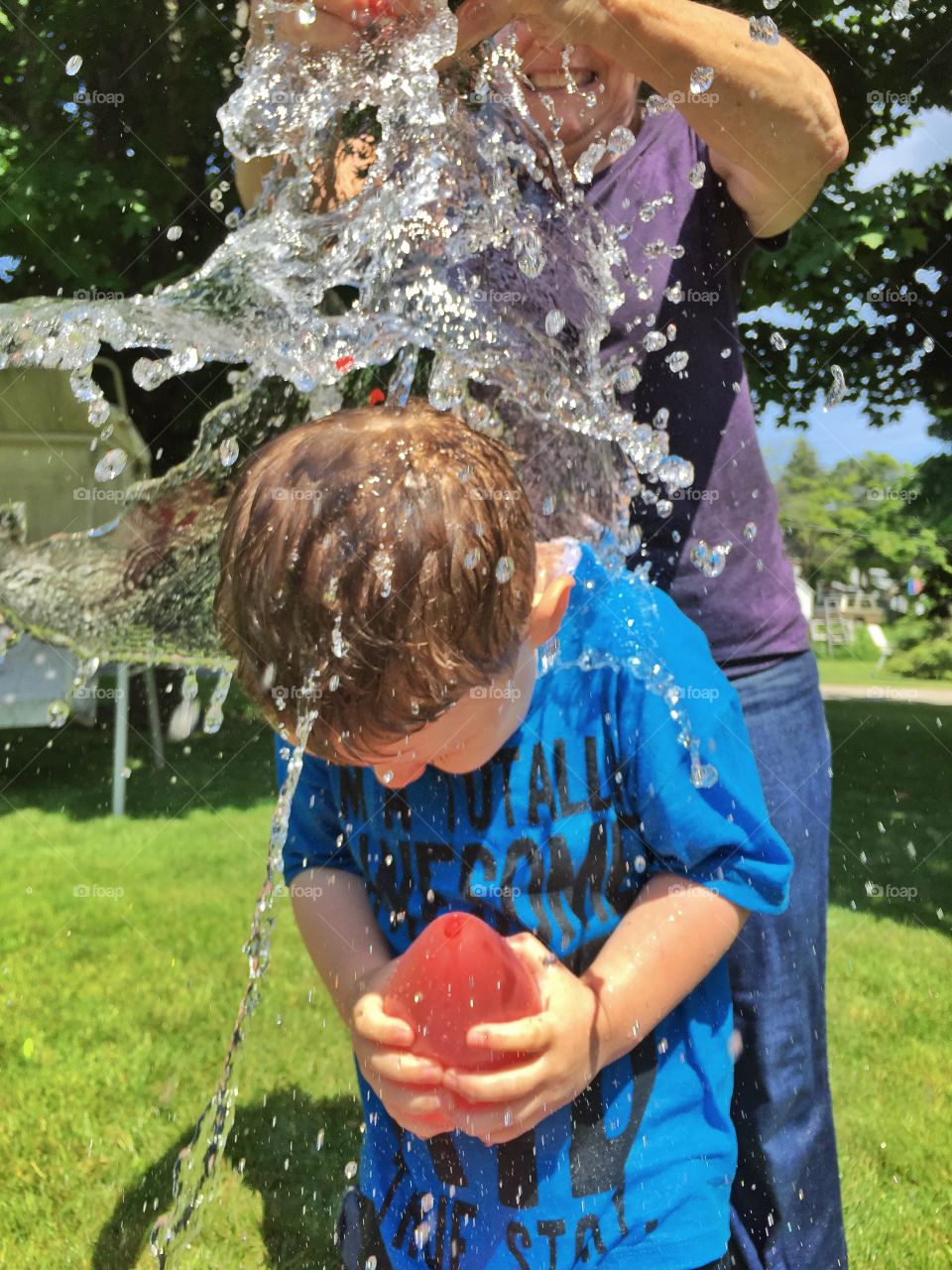 Water balloon fight . Mason monster and the water balloons 