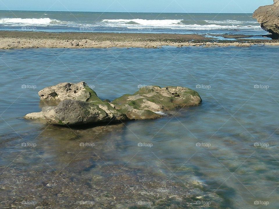 Beautiful rocks into sea at essaouira in Morocco.