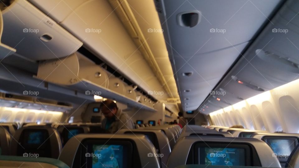 Inside the airplane