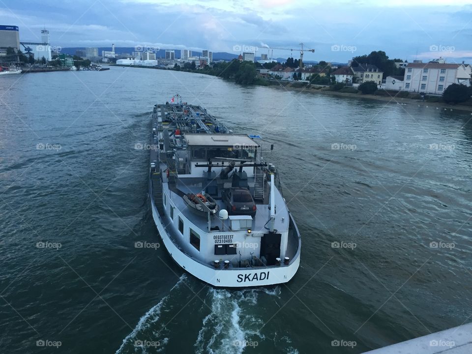 A boat in Rhine river 