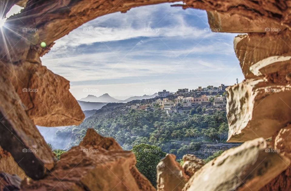 View of the country from inside the cave