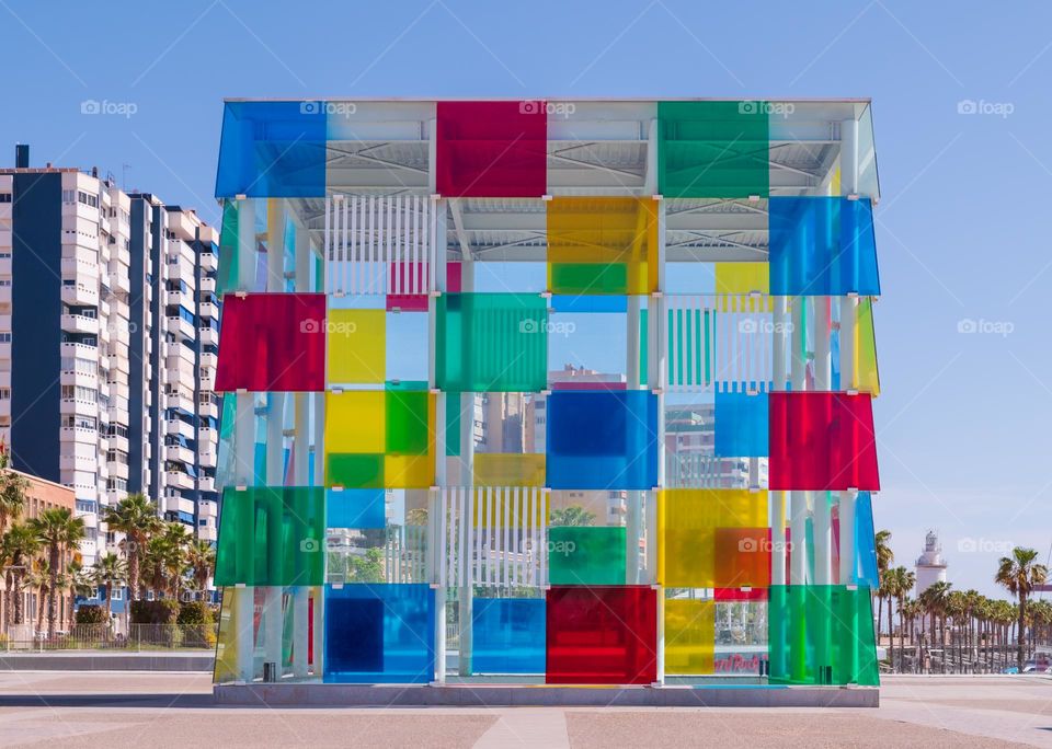 Squares. Colorful translucent architecture.