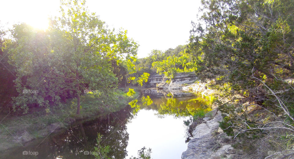 Swimming hole at sundown