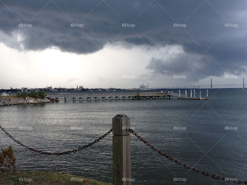 Storm clouds over the harbor 