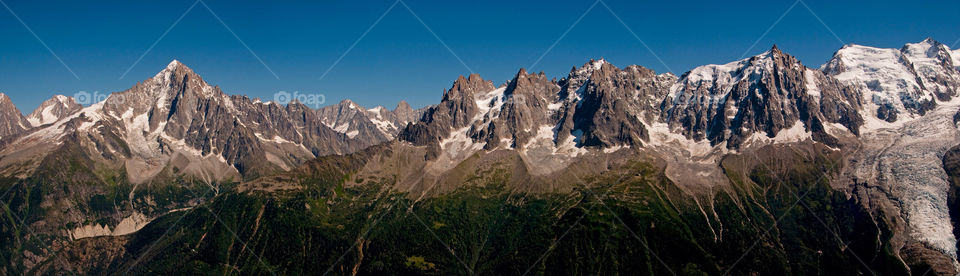 A panoramic view of chamonix france As viewed from the summits of the