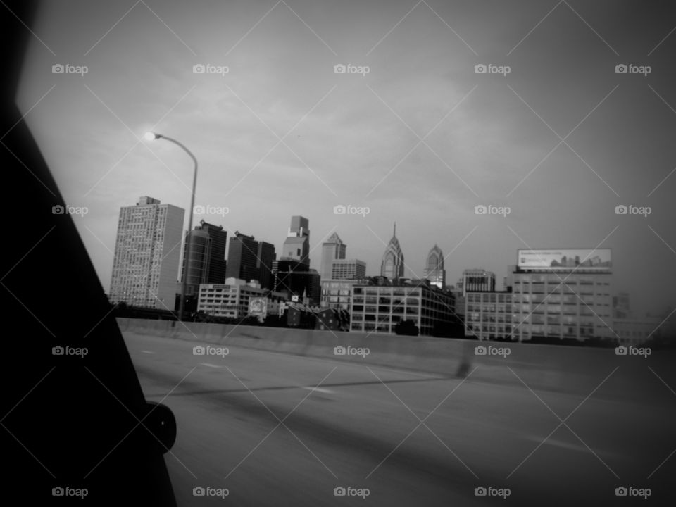 life in black and white . Philly skyline 