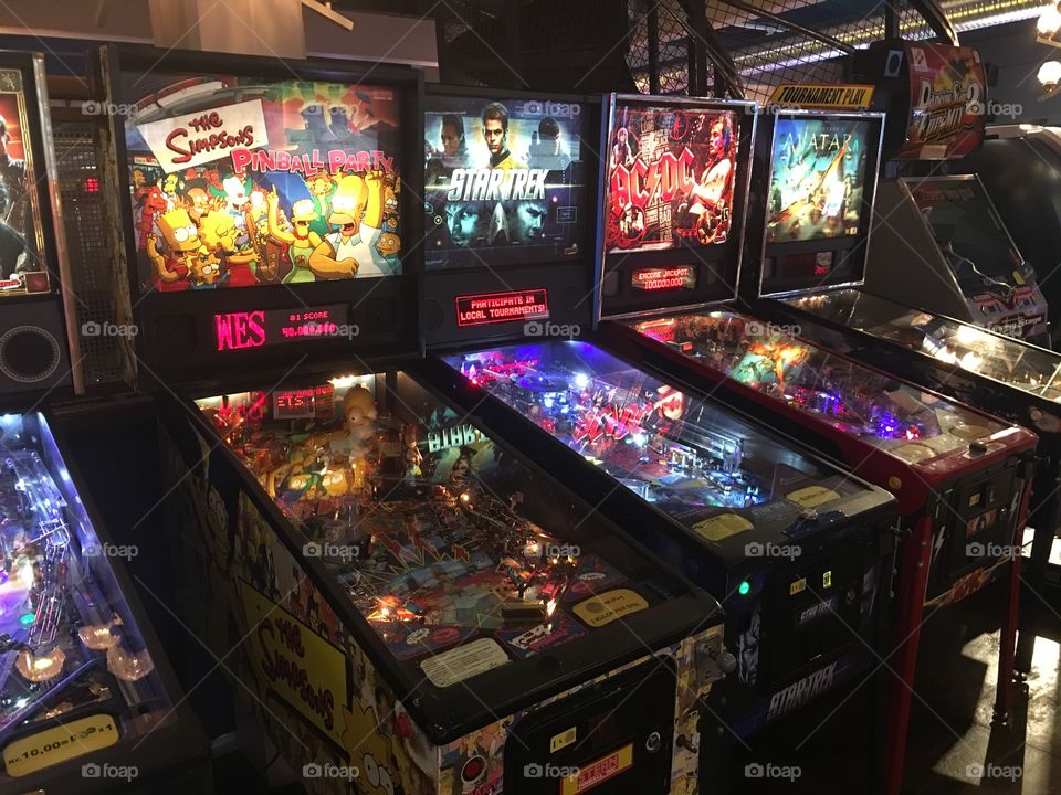 Four flipper machines in Liseberg game hall