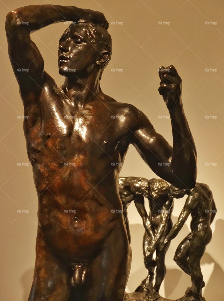 Bronze Sculpture By Rodin. Nude Male Bronze Statue By The Sculptor Rodin
