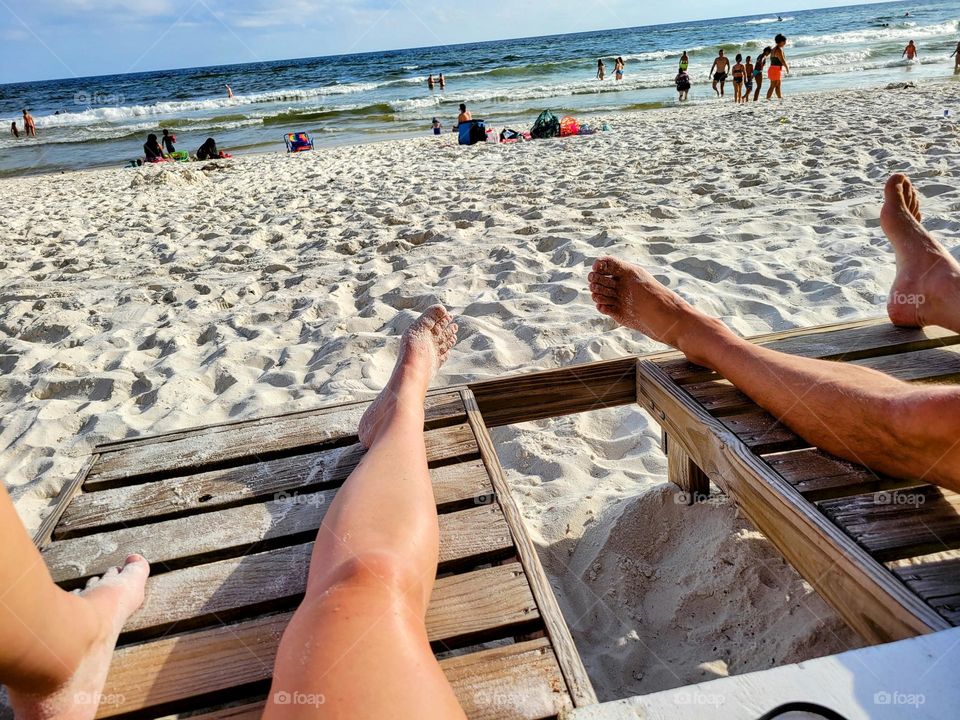 barefoot at beach in Summer