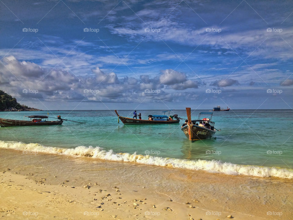 Long-tailed boat in sea at Koh Lipe