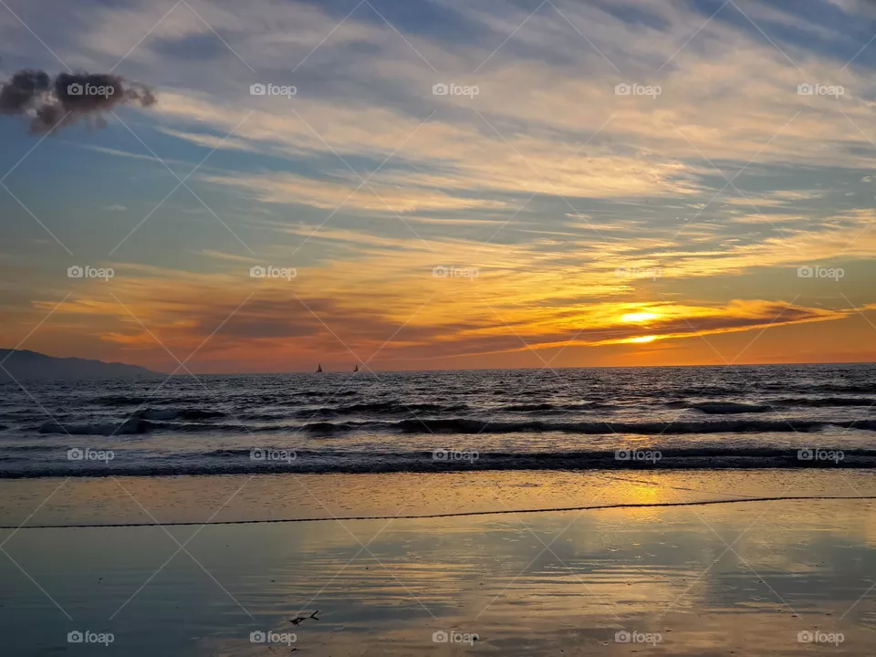 Waves at sunset