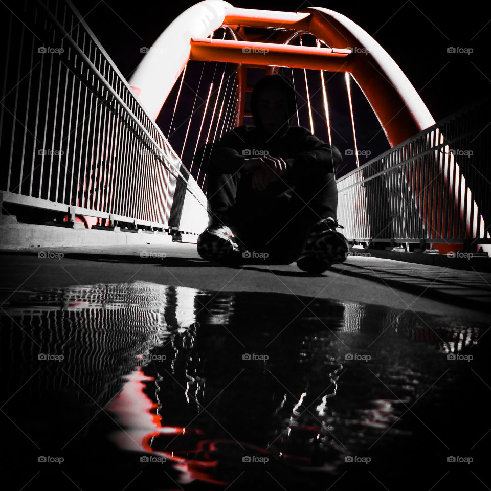 Calm after the storm. Photo shot at night after thunderstorms using reflections from the streetlights. 