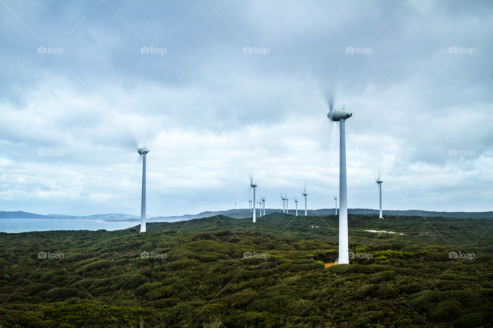 wind turbines at a wind farm in Albany, Western Australia