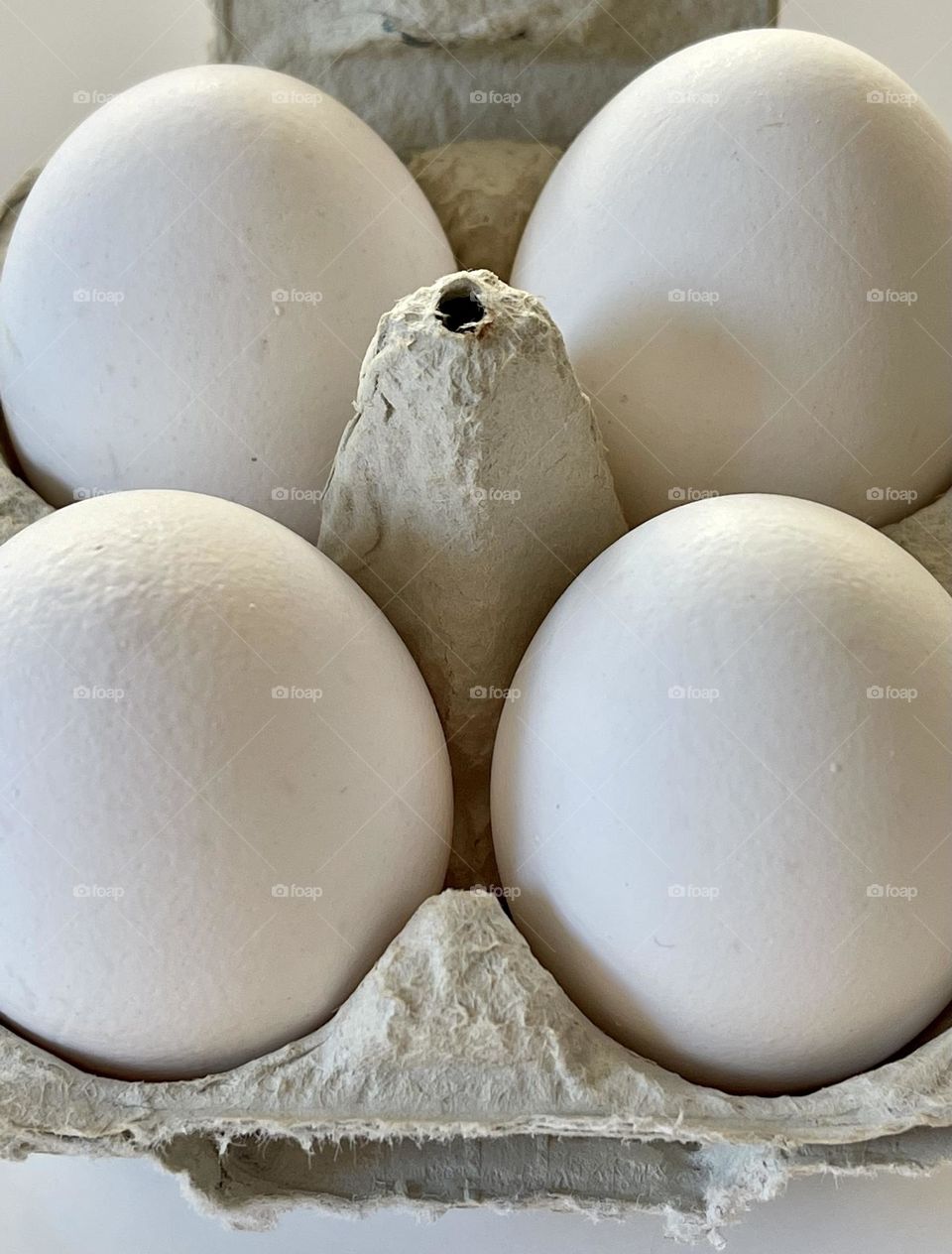 Carton containing 6 fresh white eggs