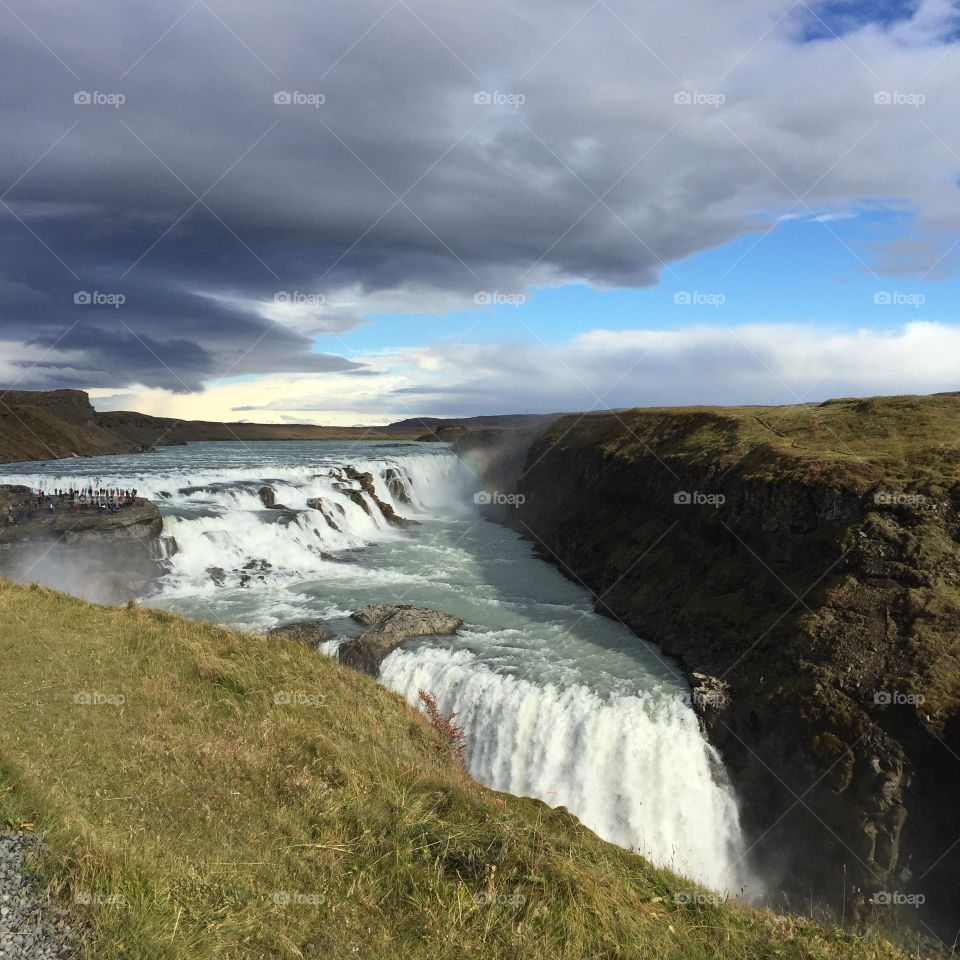 The famous three tiered waterfall at Gullfoss