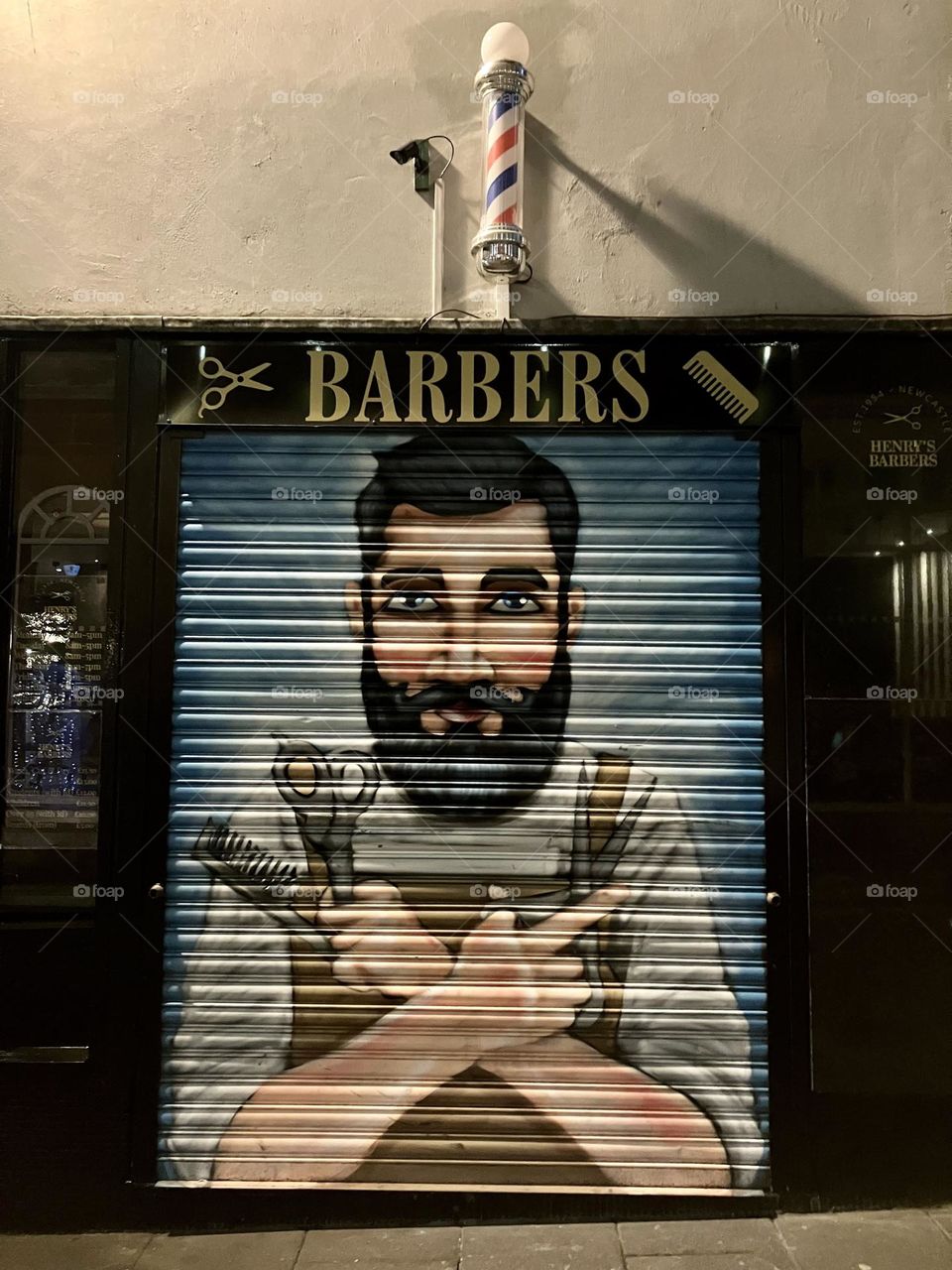 Barber shop shutters … artistically improved 