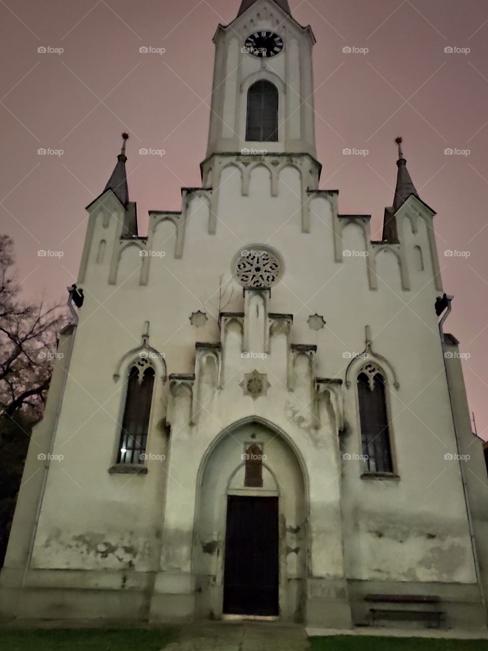 Novi Sad Serbia city centre Protestant Church night scenery