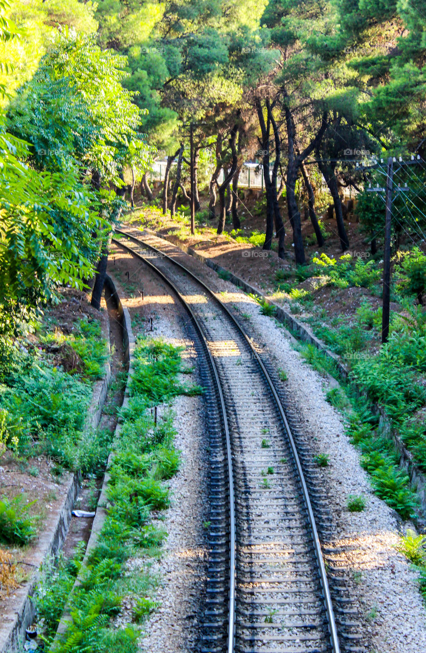 High angle view of railway track
