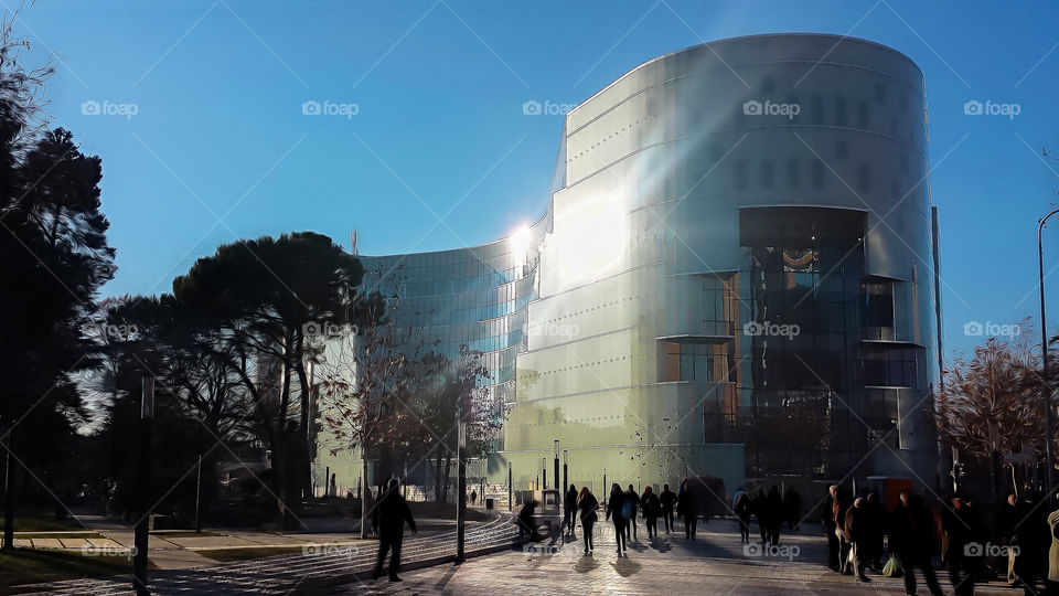 A new modern shopping center construction in Tirana