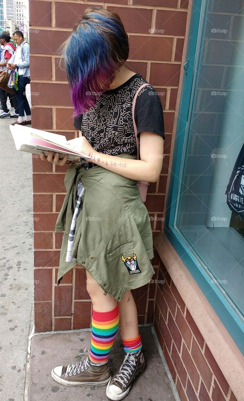 Colorful Student Downtown NYC