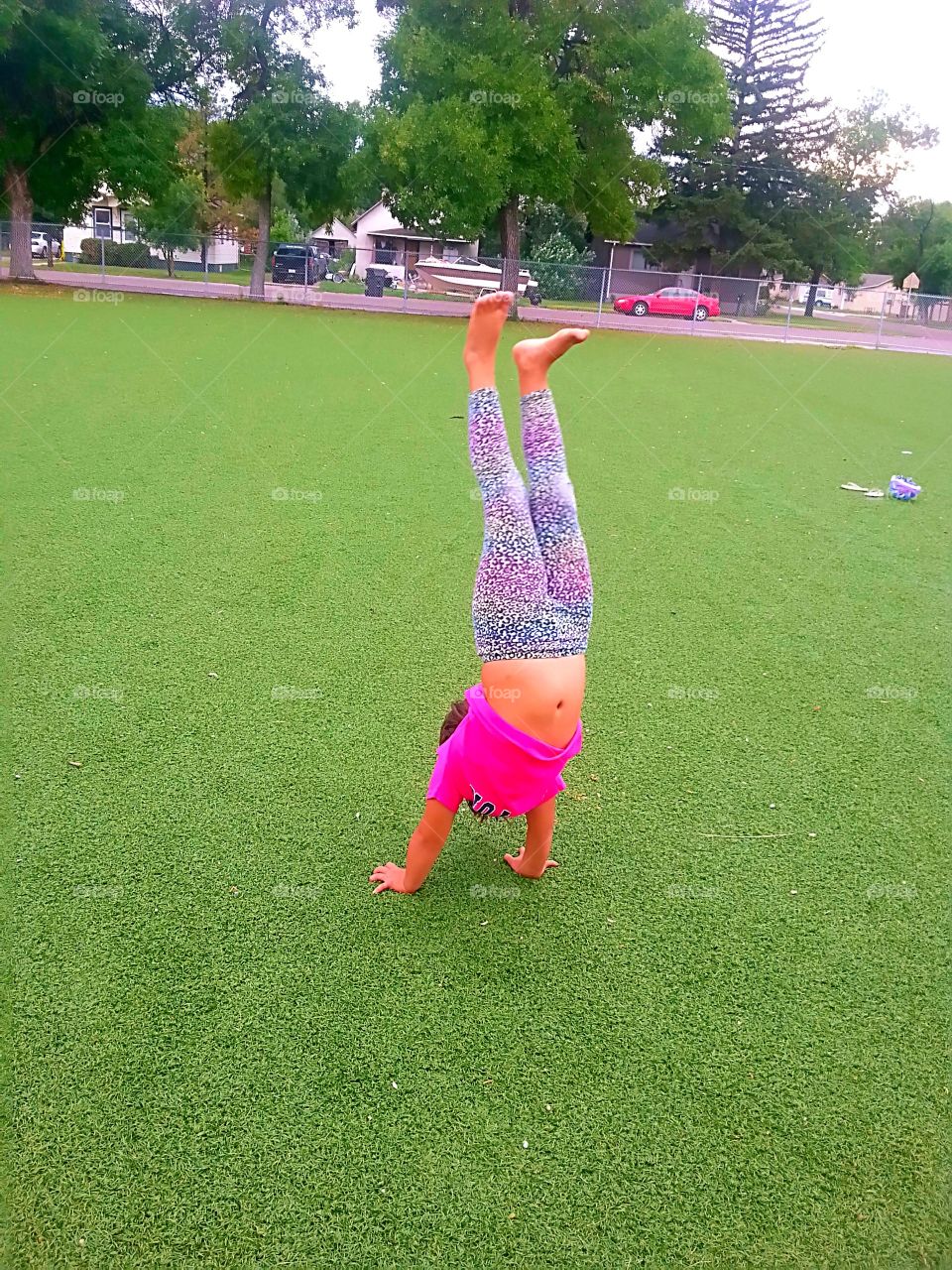 Handstands . Seeing how long she can hold her self