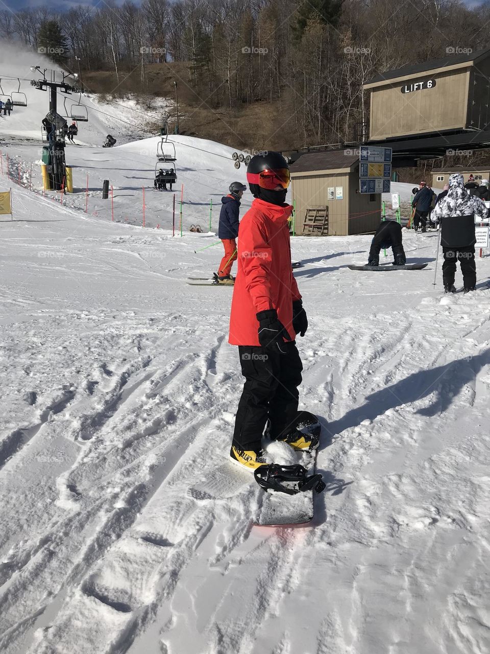 Snowboarder on slopes