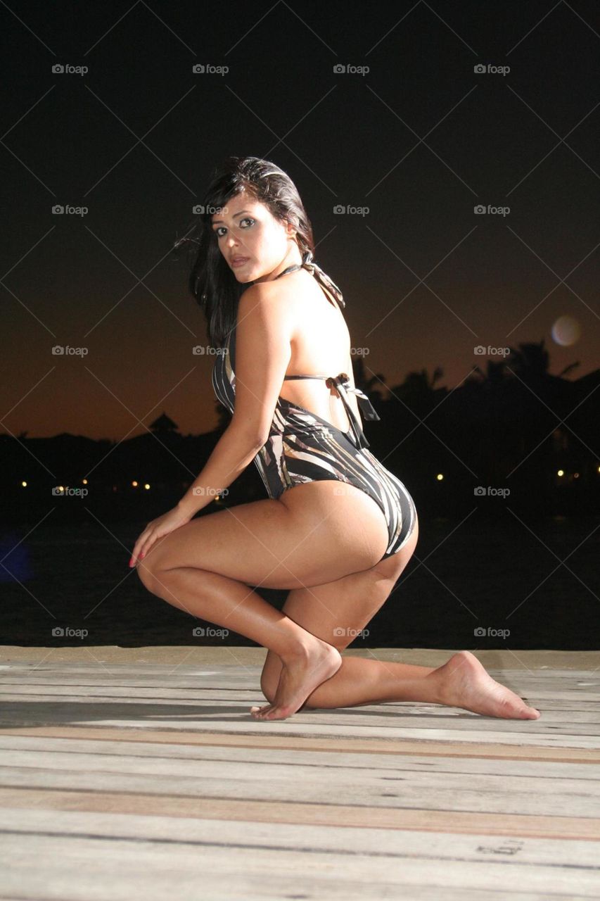 Modeling a bathing suit 