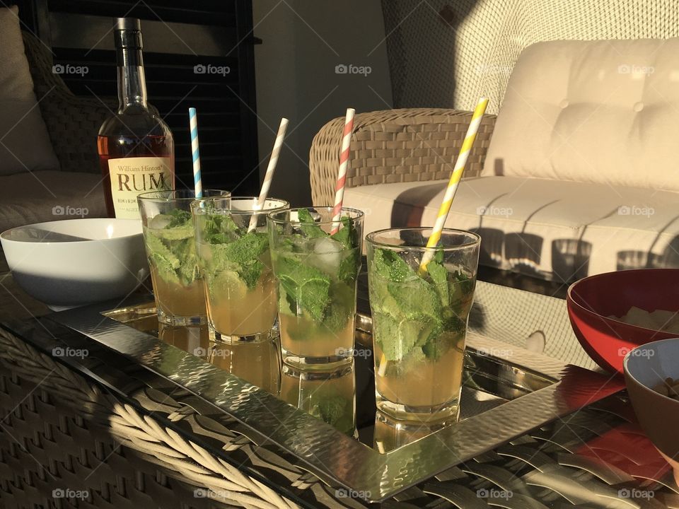 Time for Mojito drinks in evening light