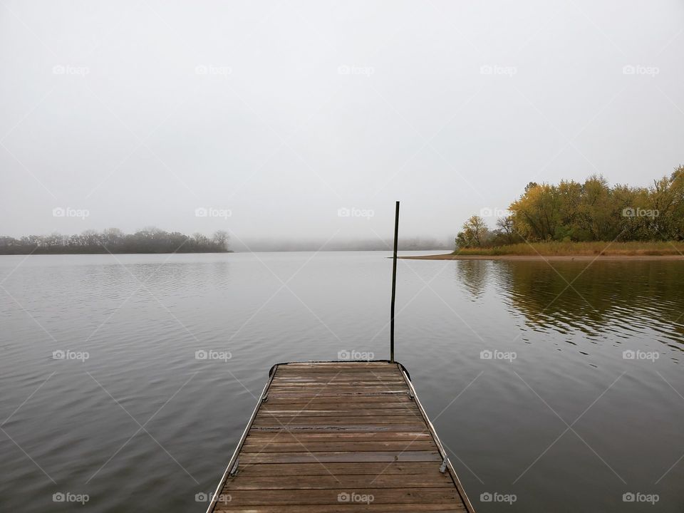 Foggy day on dock