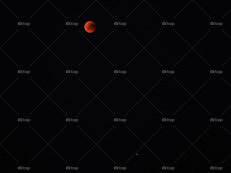 Blood moon and Saturn