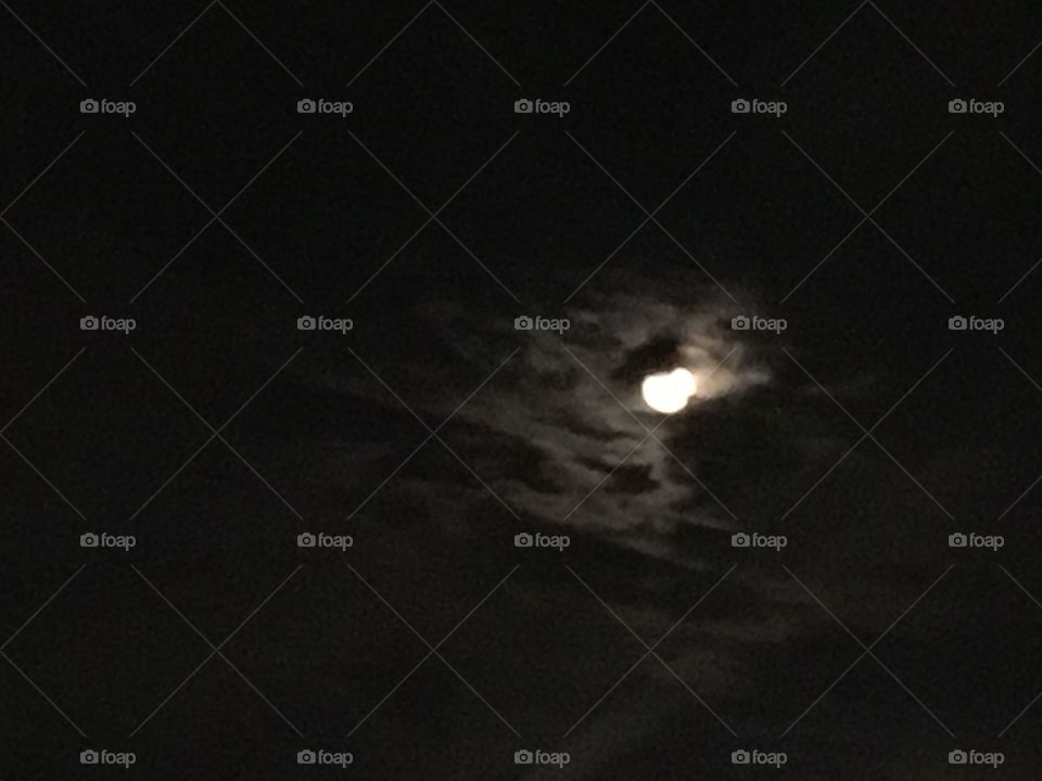 Scary moon in the clouds 