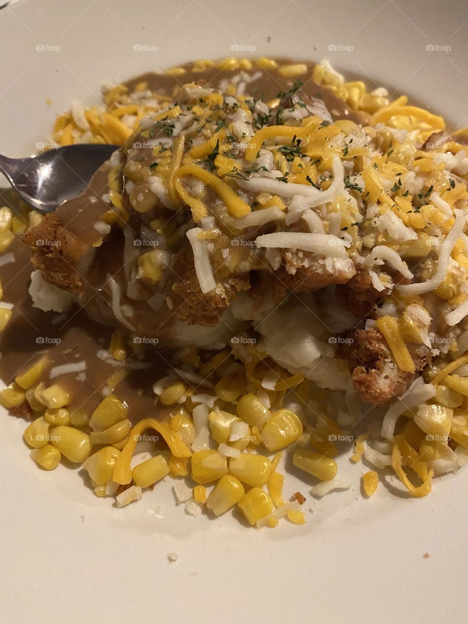 Chicken cheese and mashed potatoes 