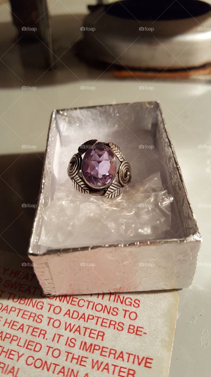 Silver, Purple Glass Ring