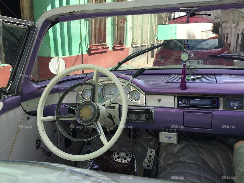 Old car steering wheel