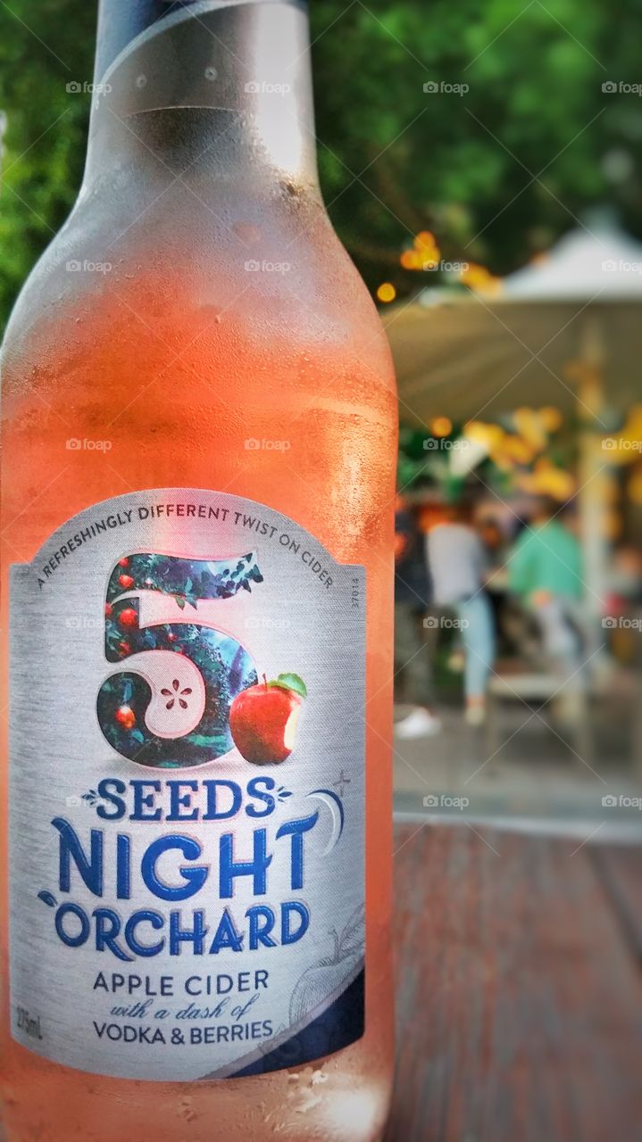 5 Seeds Night Orchard apple cider drink with a dash of Vodka and Berries.