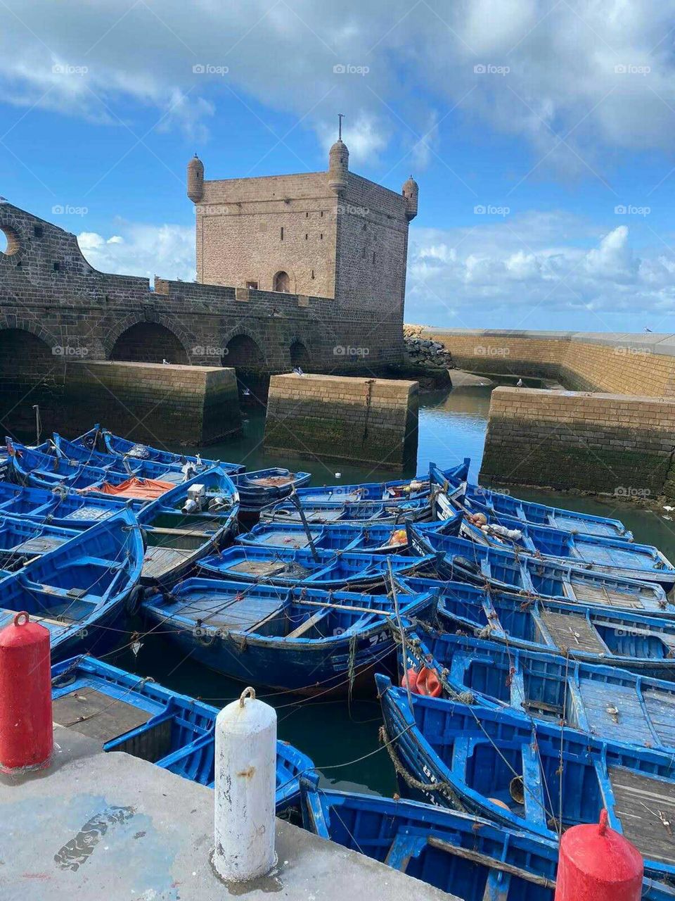 Beautiful boats at essaouira harbour in Morocco.