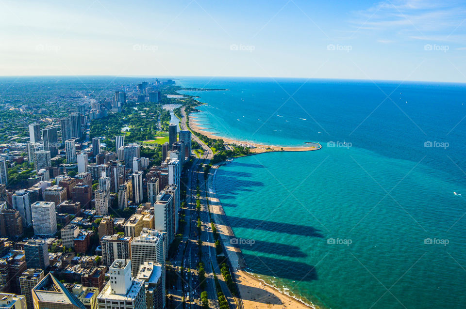 Aerial view of Chicago city