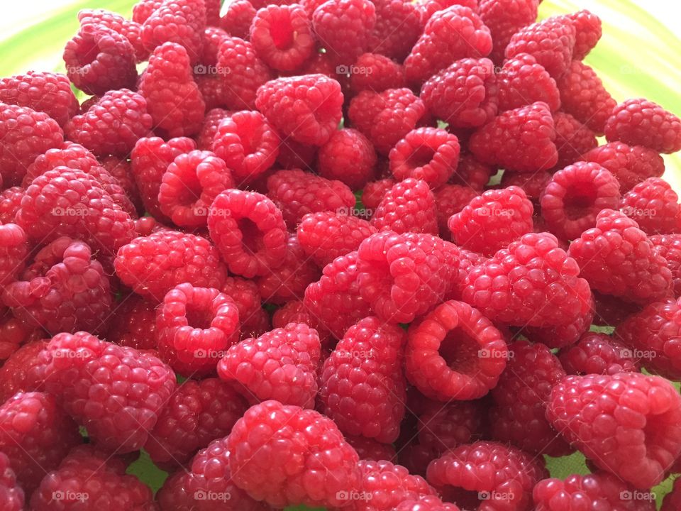 Raspberry on a plate.