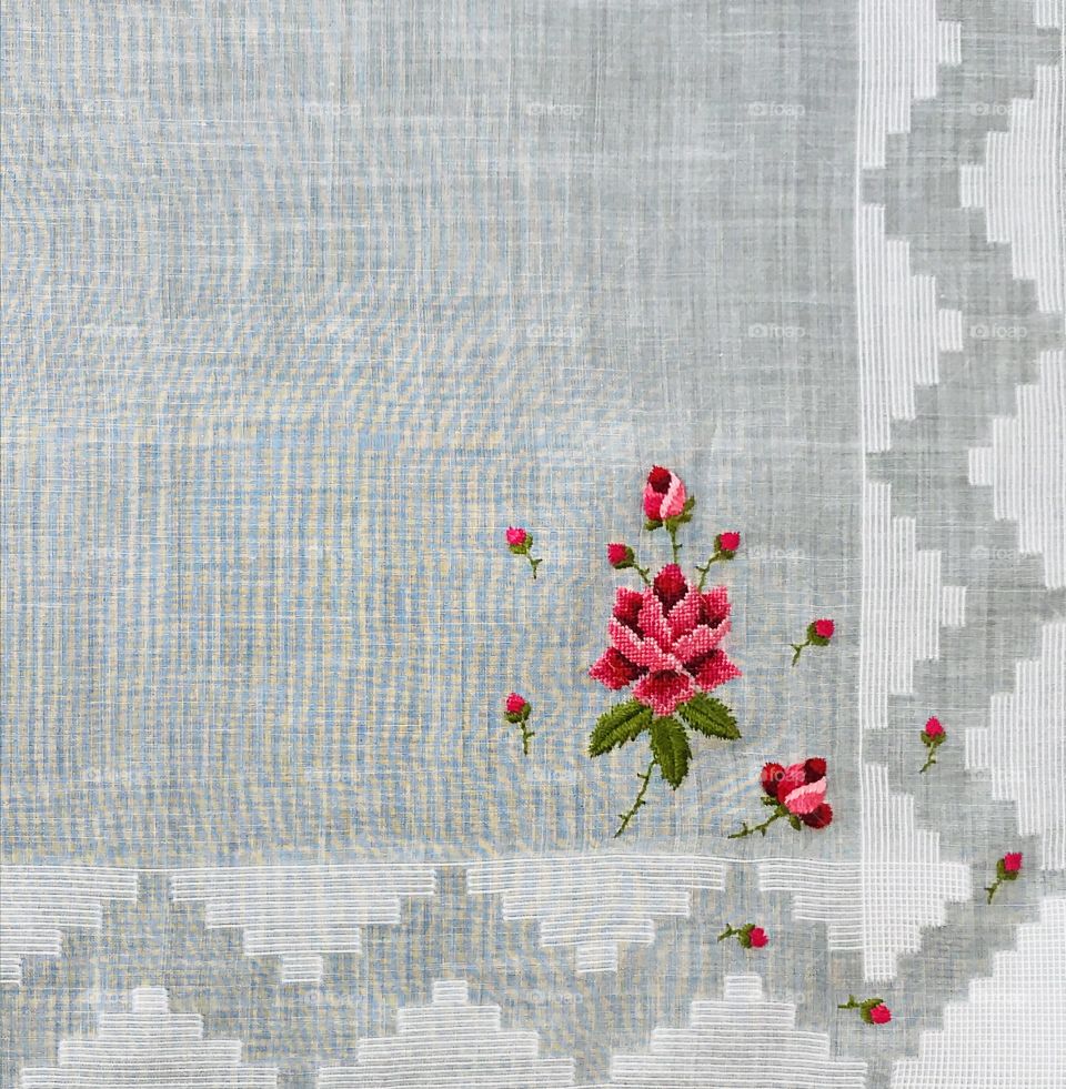 Embroidered fabric background with pattern border