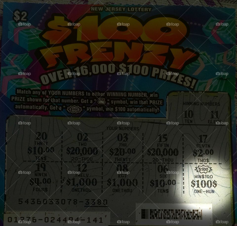 NJ Lottery winning scratch off. winning a $100 on a scratch off